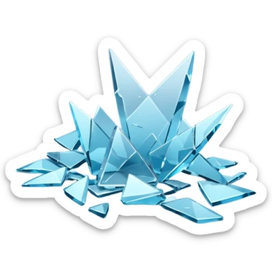 3D render of Broken Glass Shards, forensic investigation aesthetic, sterile clinical lighting, cool blue undertones, sharp high-contrast details, professional clean look. sticker