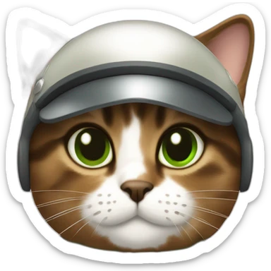 dusty brown brown calico cat without any white markings and with green eyes dressed as a pilot sticker
