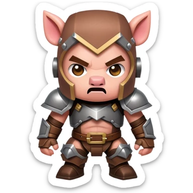 angry Minecraft baby Piglin in leather armor sticker
