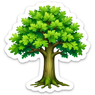 Vibrant green oak tree with full leaves sticker