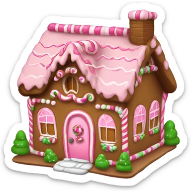 A cute girly gingerbread house that has pink accents sticker