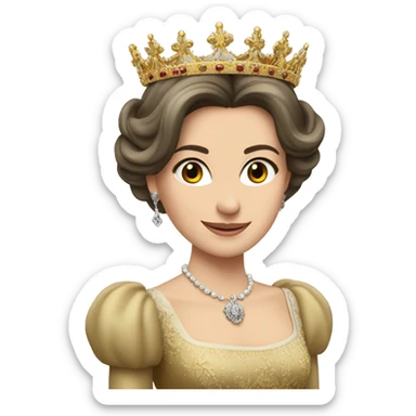 reina letizia con su corona de reina, pelo negro sticker