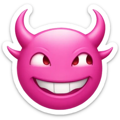 pink smiling devil, heart eyes sticker