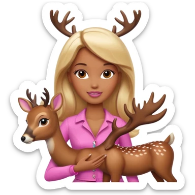brown skin blonde barbie with deer sticker