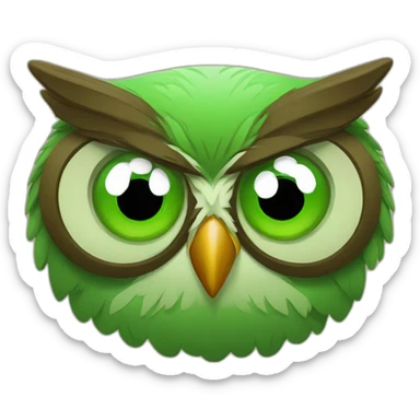 Green owl angry with wiskey sticker