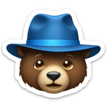tête d'Ours avec un petit chapeau bleu  sticker