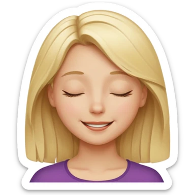 Happy blonde girl with eyes closed sticker