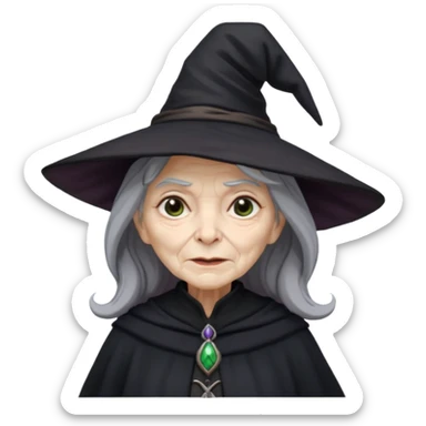 dark old witch with witch hat sticker