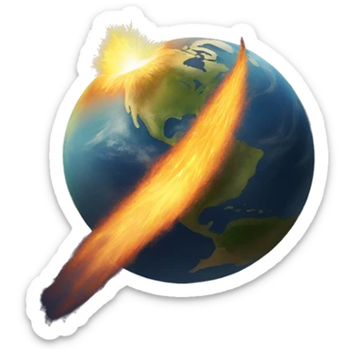 Earth as a comet flaming streak sticker