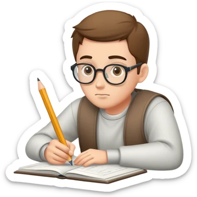 Guy doing homework sticker