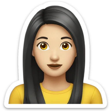 female-asian-round-face-with-long-black and yellow extensions hair sticker