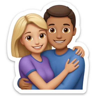 public display of affection, couple hugging sticker