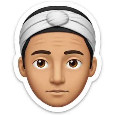 necesito la cara de un hombre con una vincha de color negro en la frente. la vincha tiene que ser angosta y tiene que estar en la frente del hombre, arriba de los ojos y abajo del pelo. sticker