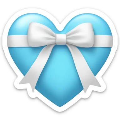 A light blue heart with a white bow ribbon  sticker
