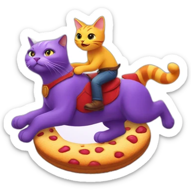 Cat riding a purple cat riding a red cat riding a yellow cat riding a giant cookie sticker