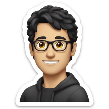 white guy with black hair in his 20s with glasses sticker