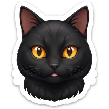 Solin wäre ein Kater mit nachtschwarzem, glänzendem Fell, kräftig gebaut und zugleich von seltener Eleganz. Sein Blick – tief und warm – scheint in die Seele zu führen, während seine Bewegung lautlos ist wie ein Schatten, der sich still an die Seite schmiegt. sticker