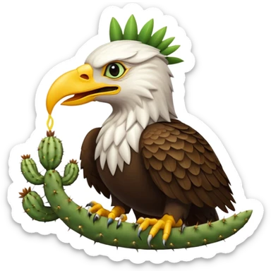 Royal eagle eating a snake on a cactus  sticker