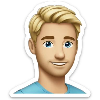 27 years old handsome man with blue eyes, black short hair sticker