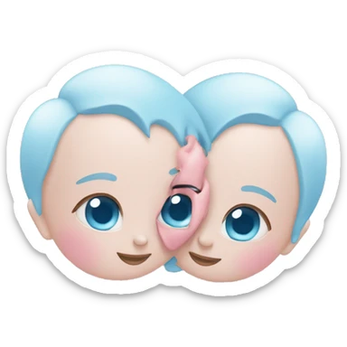 Baby pink and baby blue hearts together  sticker