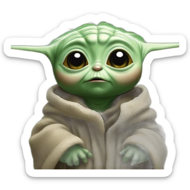 Baby yoda is crying sticker