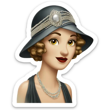Beautiful 1930s woman with beaded headpiece elegant  sticker