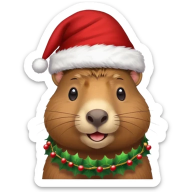 Capybara con gorrito de navidad sticker