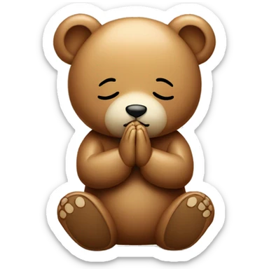 Teddy bear praying with closed eyes sticker