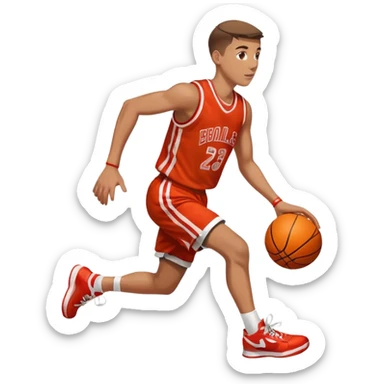 Basketball player running and dribbling the ball, sideways sticker