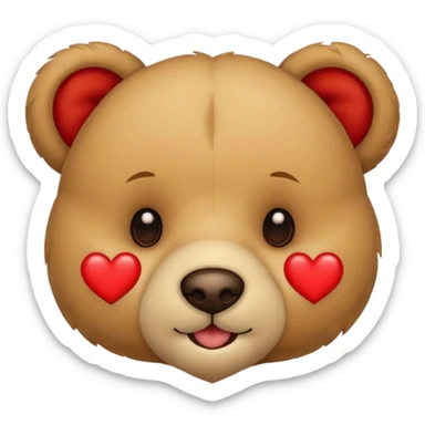 Teddy bear face with heart on the side sticker