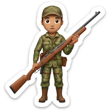male hunter with a shotgun slung over shoulder, confident stance sticker
