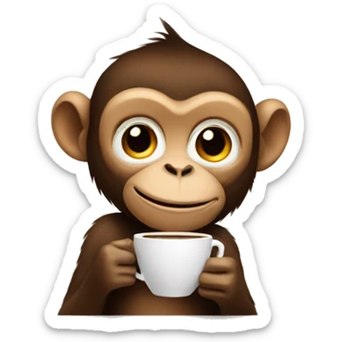 Monkey holding coffee sticker
