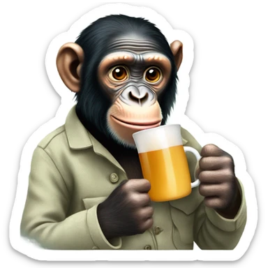 drinking tea chimpanzee sticker