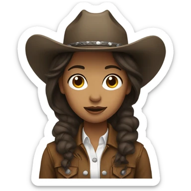 White cowgirl dark brown hair  sticker