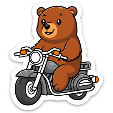 Oso grizzly realista  en una moto  sticker
