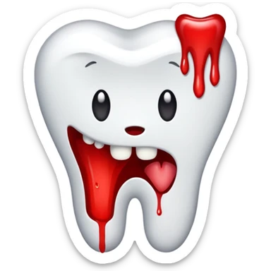 Pulled tooth with blood. sticker