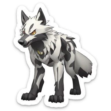  Cool Edgy War-Digimon-Fakemon-Wolf with edgy markings full body sticker