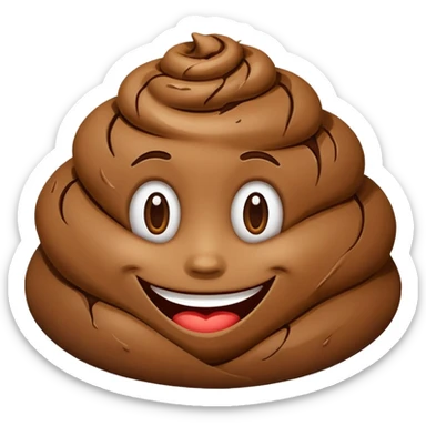 brown mud smile emoji with a cheerful smile, cartoonish, no background, iPhone Apple emoji style sticker