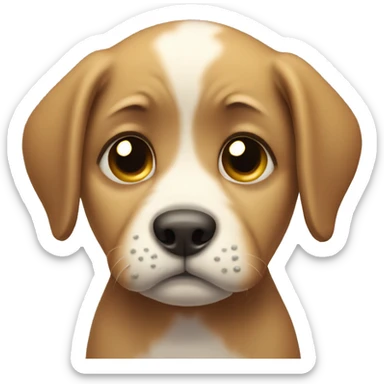 very sad puppy with tears sticker
