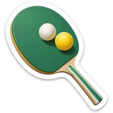 pala de ping pong amarillas y verdes con pelota sticker