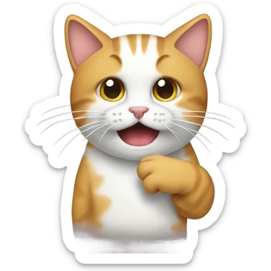 Sick cat with hand over its mouth sticker