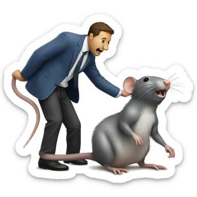 rat being bonked by man sticker