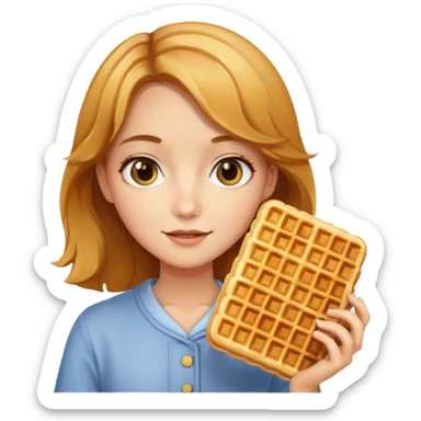 A girl with waffle in hand sticker
