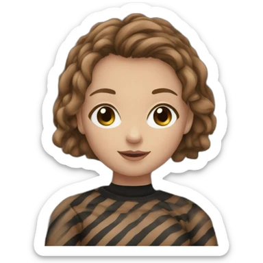 light brown hair woman black stripy long-sleeve sticker