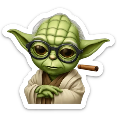 Yoda avec des lunette de soleil et un cigar sticker