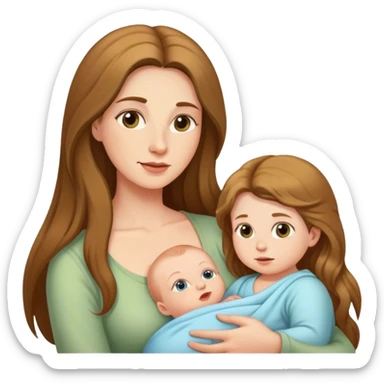 long haired mother and her baby sticker