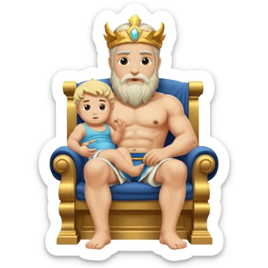 zeus with toddler sitting on thigh sticker