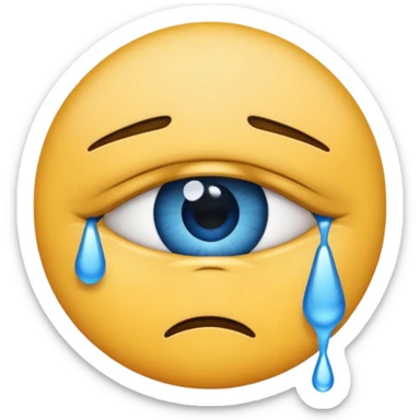 🙁 emoji with tear coming down eye sticker