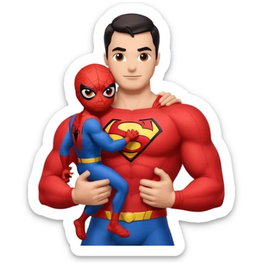 Superman hugging Spider-Man sticker