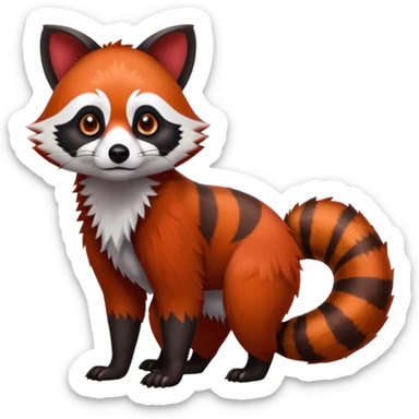 Realistic cool edgy 4-legged quadrupedal Red-Panda-Lemur-Raccoon-Dog-Red-Fox-animal-fusion-hybrid, Full body sticker